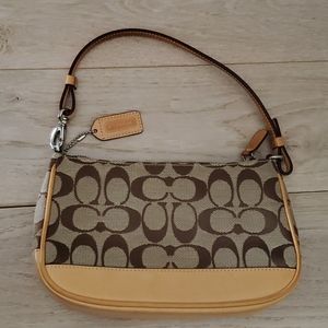 Authentic Coach Signature Khaki Shoulder Handbag